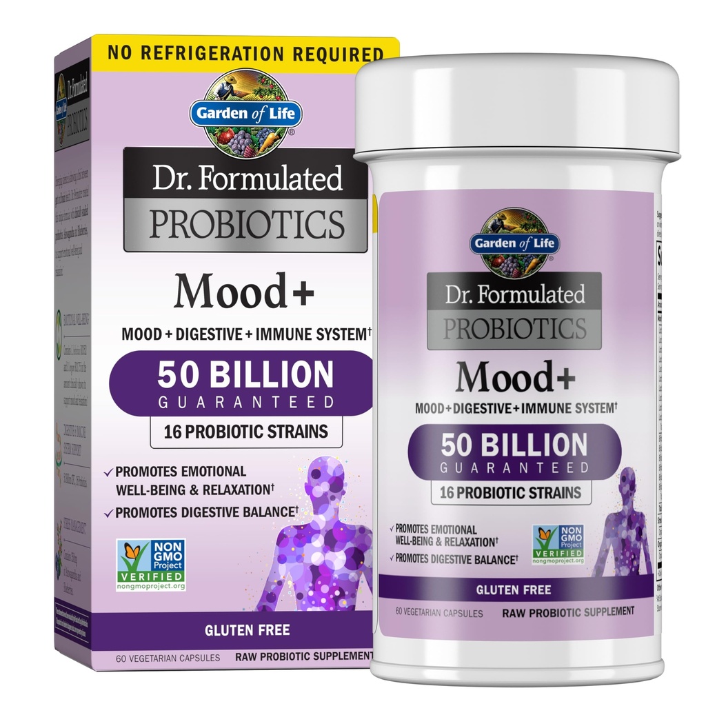 Garden of Life Dr. Formulated Mood+ Probiotic, 50 Billion CFU, Shelf Stable