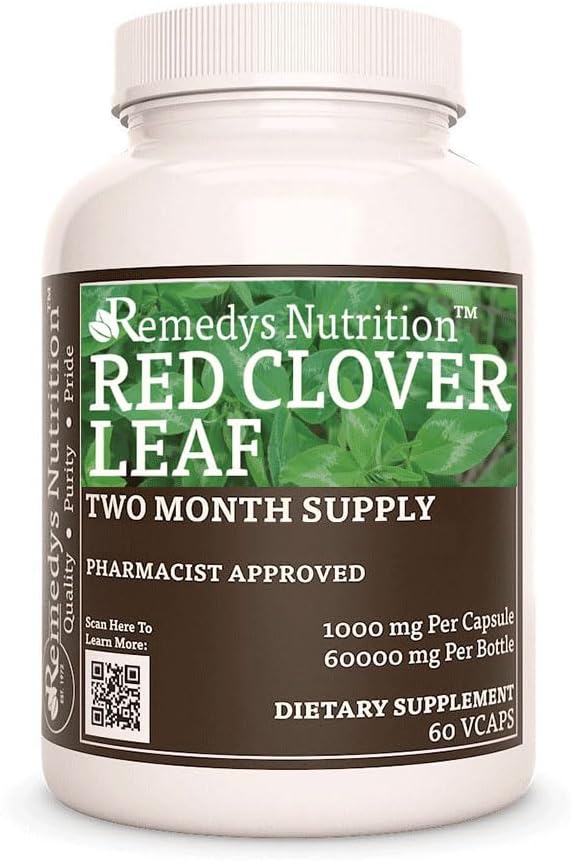 Tiesiskās aizsardzības līdzeklis ir uzturs Red Clover Leaf, 1000 mg, 60 Vegan kapsulas Herbal Diētiskā Papildinājums