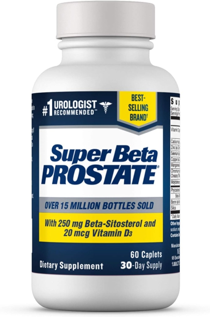 SUPER BETA PROSTATE Support Papildinājums vīriešu veselībai - Samazināt Vannas istabas braucieni, Veicināt Miega, Labāka urīnpūšļa iztukšošana un Veselīgs Prostata, Beta sitosterīns - 60 grāfs (1. iepakojums)