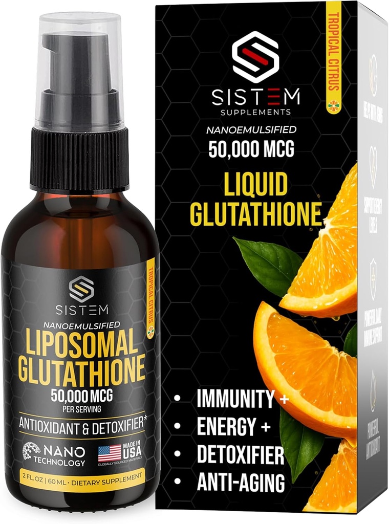 Sistem Liposomālā Glutatione Papildinājums, Antioksidanti, Detox tīrība, Imūnās atbalsta papildinājums, vitamīns C, Liposomālā Spray, Glutatione Serums, Tropu Citrus Flavor