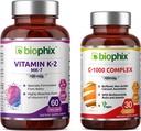 biophix K2 vitamīns MK-7-100 μg 60 - bez vitamīna C-1000 30 tabletes - atbalsta spēcīgus kaulus Imūnveselība