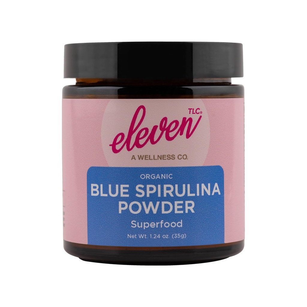 Vienpadsmit TLC, Organisks Blue Spirulina pulveris, bez smaržas, superfood, Vitamīni + minerālvielas, Espirulina Azul en Polvo, augu proteīns, ne-GMO, ne-Messy Glass Jar, 1,24 Ounce 35 Kalpo