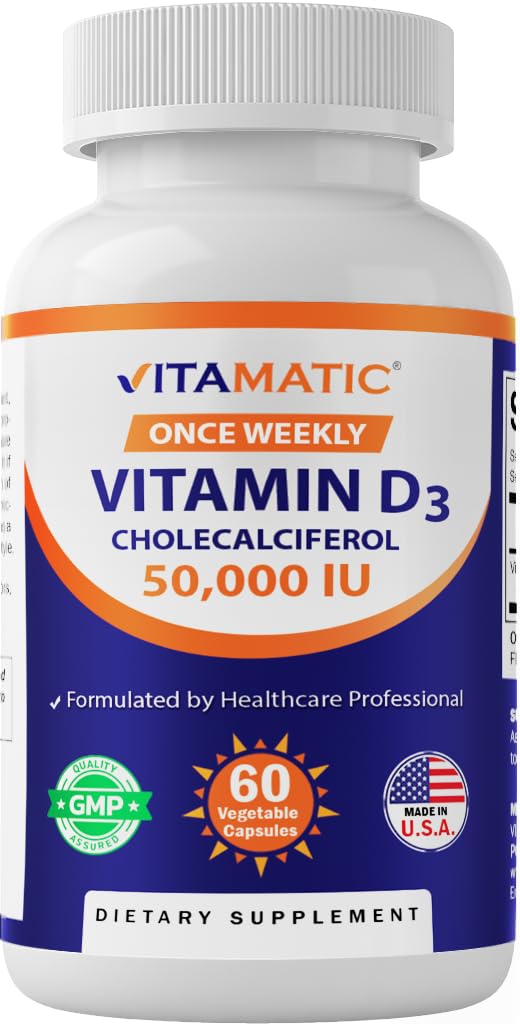 Vitamīna D3 50 000 SV (holekalciferola veidā), vienreiz nedēļā deva, 1250 μg, 60 Veggie kapsulas 1 gada laikā, progresējoša formula, kas palīdz D vitamīna trūkumam (60 skaits (1. iepakojumā))