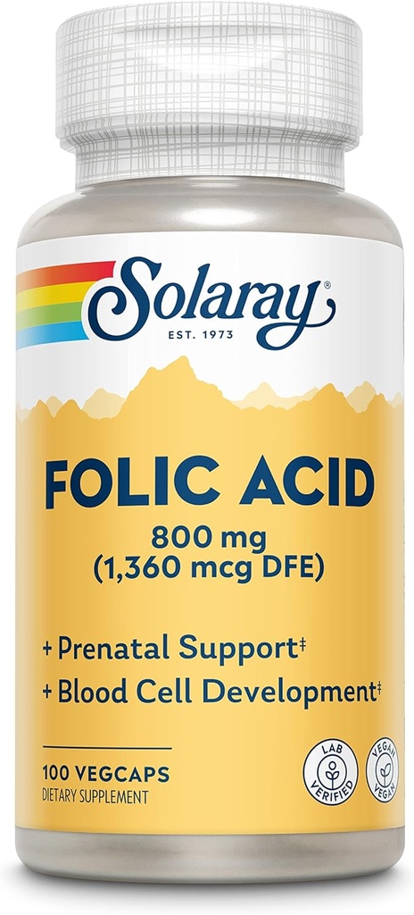 SOLARAY Folijskābes kapsulas, 1360mcg 100 Skaits 2