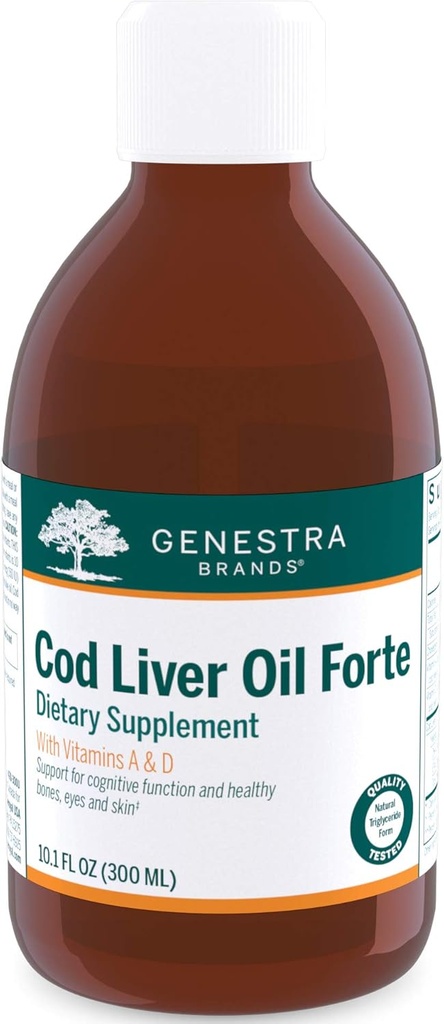 Genestra Brands Cod Aknu eļļas Forte       - Vitamīns + Essential Taukskābju papildinājums - 10.1 fl. oz.
