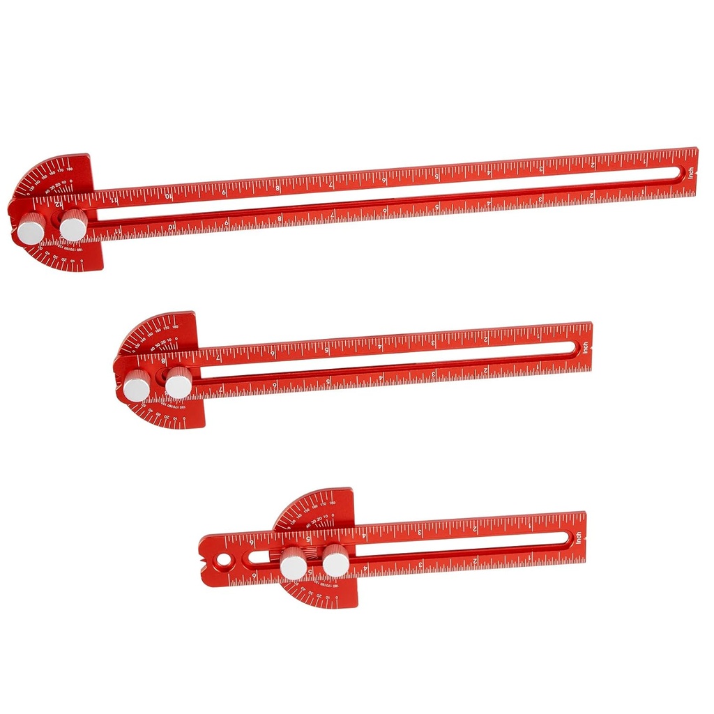 Kokapstrādes Rulers, TORACE 3Pcs Precizitāte Pocket Rule metāla Slīdēšanas Rule Kokapstrādes instrumenti T Kvadrāts Metric / collu Pārnēsājami Rules ar Protractor Leņķa meklētājs (6/8/12 Inch)