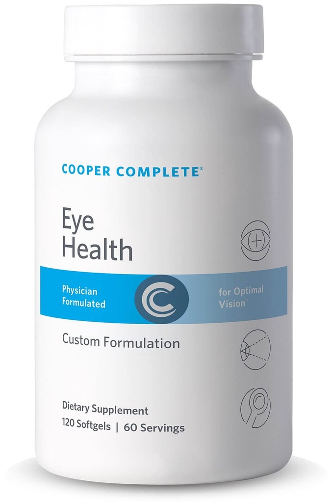 Cooper Complete - Acu veselības papildinājums - Luteīns, Meso Zeaxanthin, un Zeaxanthin, vitamīns C & E - 120 Softgels vienā pudelē. Iepakojumā 2 flakoni