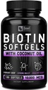 Zeal Biotin 10000mcg ar organisko kokosriekstu eļļa Softgels ”vitamīnu Biotin Papildinājums ” Matu āda un nagus Vitamīni sievietēm un vīriešiem ” 6 mo Supply - 180 Gel kapsulas