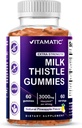 Vitamatic Milk Thattle Gummies- 10000 mg Ekvivalents Per Serving (no 50:1 ekstrakts 200 mg)- Aknas Detox & Anti Oxidant Health - Min. 80% Silymarin Flavonoids - 60 Pectin Based Gumies