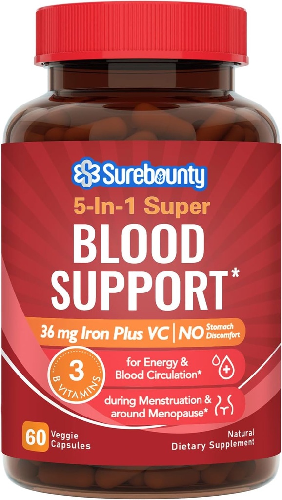 Maigs dzelzs papildinājums sievietēm vīriešiem, kuņģim Draudzīgs un nekonstiptējošs,       ) Dzelzs Bisglicināts ar C vitamīnu, Folātu, B6 & B12  ) Dzelzs tabletes asinīm un enerģijai Atbalsts ) 60 Vegan kapsulas