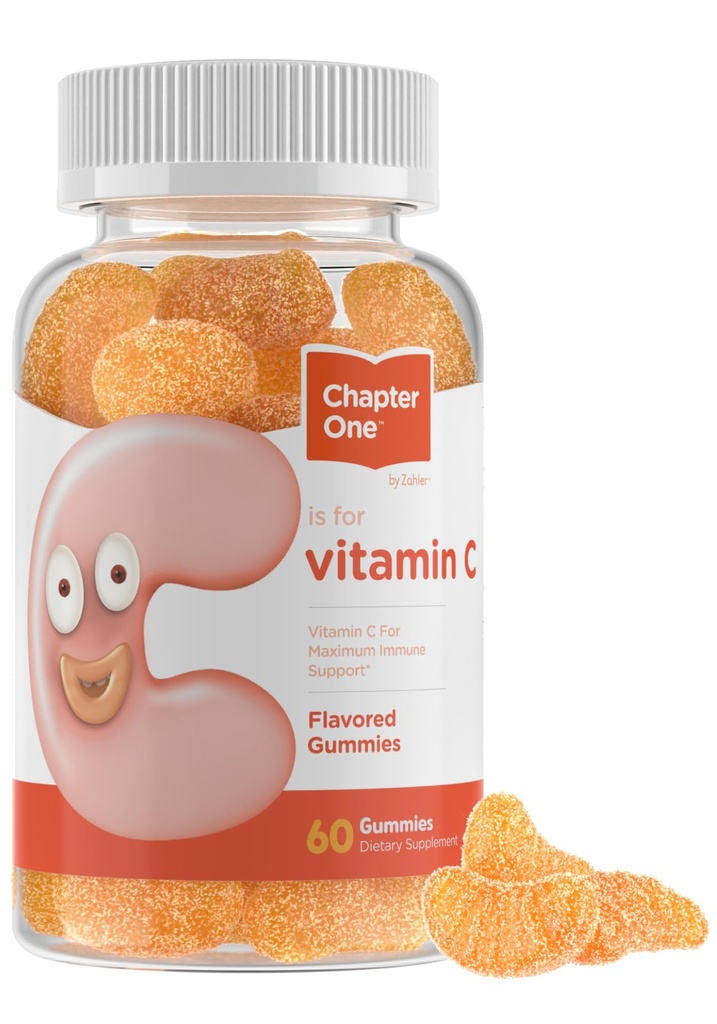 Zahler - Chapter One Vitamīnu C Gummies pieaugušajiem un bērniem 125 mg (60 aromatizēti gumijas) Sertificēts Kosher Gummy Vitamīni C Košļājami Vitamīni Gumies - Košļājami C vitamīnu Gummy - vitamīns C Gumies Kids