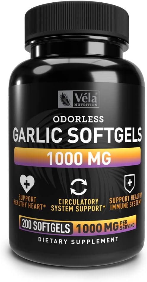 Bez smaržas Ķiploku papildinājums - 1000 mg uz vienu Kalpošanu - Atbalstīt sirds veselību, cirkulācija, un Imūnās sistēmas - GMP Sertificēts, nav GMO, 3 Partiju pārbaudīts - 200 kapsulas
