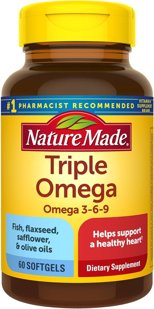 Dabiski ražots Triple Omega 3-6-9, 60 softgeli, Omega papildinājums sirds veselībai (3. iepakojums)