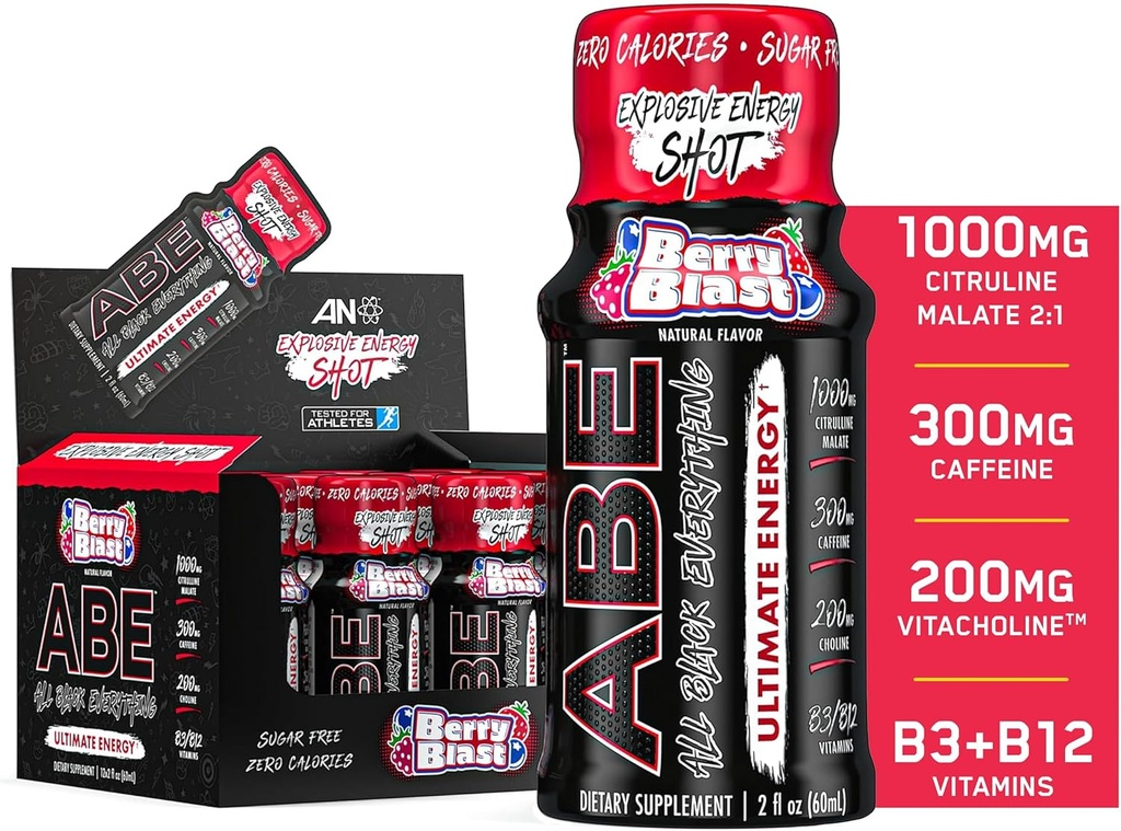 Viss melnais enerģijas šāviens  - 12 Pack - 300mg kofeīns - Berry domnas - Zero Cukurs - Enerģijas Fokusa papildinājums - Nootrops Blend vingrošanas vai darba