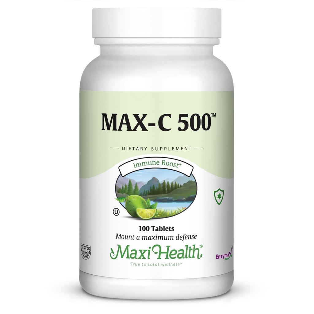 Maxi Health MAX C 500 mg - C vitamīns - ar citronu bioflavonoīdu kompleksu - 100 tabletes