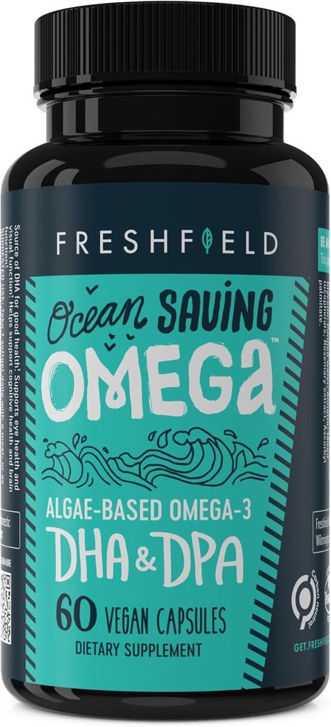 Okeāna ietaupījums Omega, Aļģes Omega 3, DHA papildinājums, 2-mēneša padeve, ilgtspējīgs avots, augstākais DHA līmenis kapsulās (440 mg), w/DPA