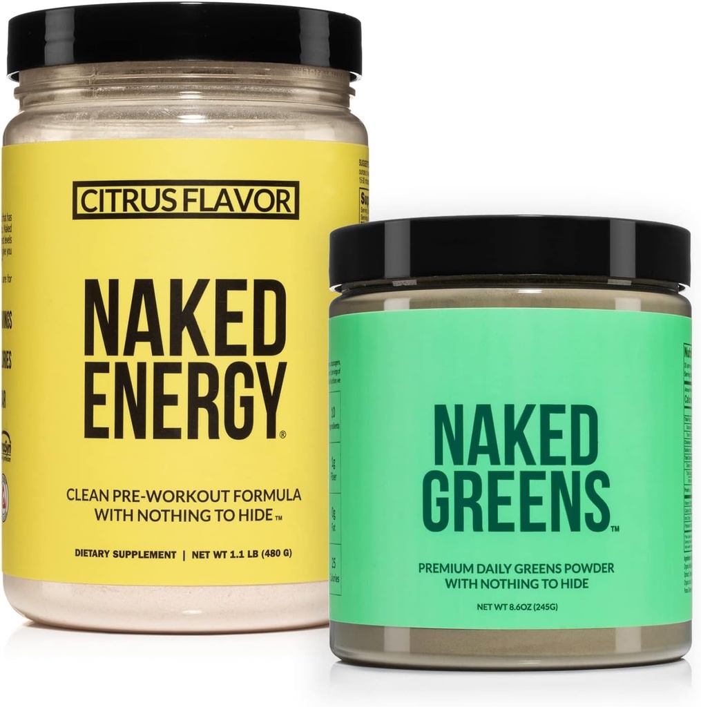 NAKED Vegan Energizing Bundle Citrus Energy Nutrition Super Greens Powder Organic Greens papildinājums