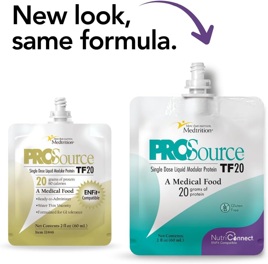 Medtrition NutriConnectTM ProSource® TF20 – ENFit® Saderīgs modulāro olbaltumvielu papildinājums zarnu barošanai – 20 g šķidrā proteīna 60 ml pučā – atbalsta Aspen vadlīnijas un ICU uzturu