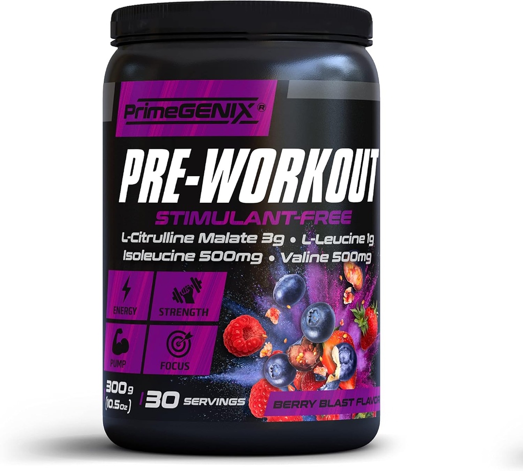 Bez stimula pirms treniņa Pulveris vīriešiem un sievietēm - Energy Boost Drink with Beta Alanine, L Citrulline - Ražots ASV, 30 Servē