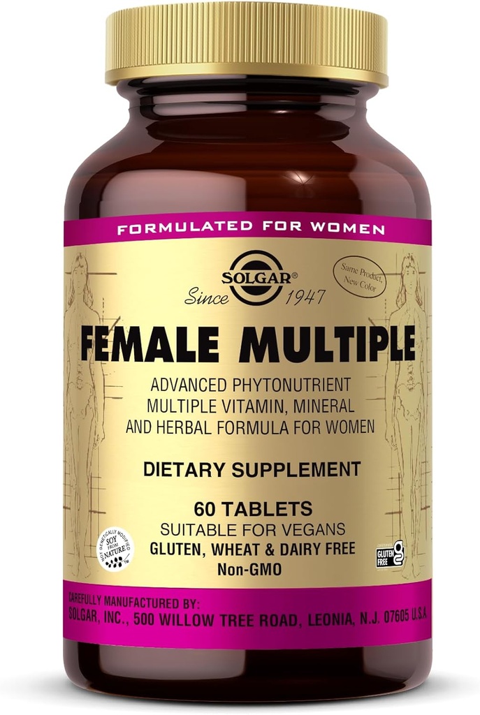 Solgar Sievietes Vairākas - 60 tabletes - Multivitamīnu, minerālu un augu izcelsmes formula sievietēm - Vegan, bez lipekļa un bez piena - 20 Kalpojumi