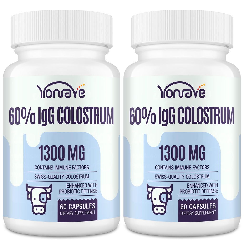 Liellopu jauncūku kapsulas Papildinājums 1300mg - Extra High 60% IgG Govju jauncūkas - Gut, Kauli, Vingrinājumi, Imūn- 120 Kapsulas
