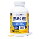 Okeanblue Professional Omega-3 2100 – 180 ct – Triple Strength Burpless Fish Oil Papildinājums ar augstas porcijas EPA, DHA, DPA – Savvaļā nozvejota – Orange Flavor (90 Servējumi)