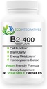 B2-400 Pure Riboflavin - nervu sistēmas veselība, homocisteīna detokss, sirds un asinsvadu sistēma, palīdz pastiprināt enerģiju, garīgo skaidrību, vielmaiņas un šūnu funkcijas (60, negaistošs)