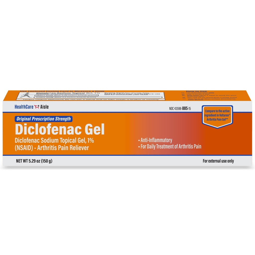 HealthCareAisle Diklofenaks Gels, 1%, Artrīts Sāpes atvieglojums - 150 g caurule - Original Receptes Stiprums (NPL)
