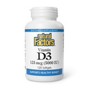Dabiskie faktori - D3 vitamīns 5000 SV, atbalsta veselīgus kaulus, 120 soft gels