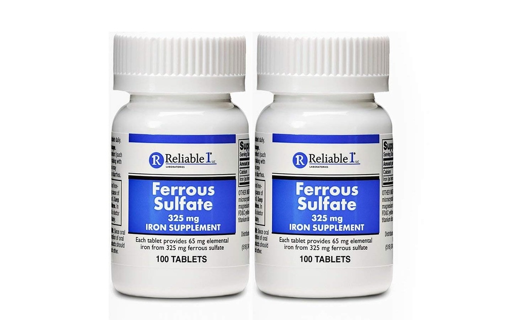 Dzelzs sulfāts 325mg Dzelzs papildinājums (2-Iepakojums)