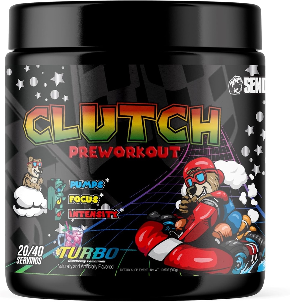 Sender Brand Sajūgs Turbo - Augsta līmeņa pirmsdarbs Powerhouse ar Beta Alanine, Taurine, Nitrosigine, Tirozīns, Kofeīns, Bitter Orange, un Alpha Yohimbine Intensīviem Treniņiem