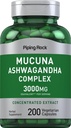 Piping Rock Mucuna Ashwagandha 3000mg - 200 Kapsulas - Komplekss ekstrakts sievietēm un vīriešiem - , Veģetārs, nav GMO, bez lipekļa