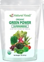 Z Natural Foods Organic Greens Superfood Powder - Miežu zāle, kviešu zāle, Spirulīna, Spinach, Broccoli, Alfalfa Leaf, Bišu saknes, Tomātu, Dulse & Moringa - Raw Vegan Gluten Free - 1lb