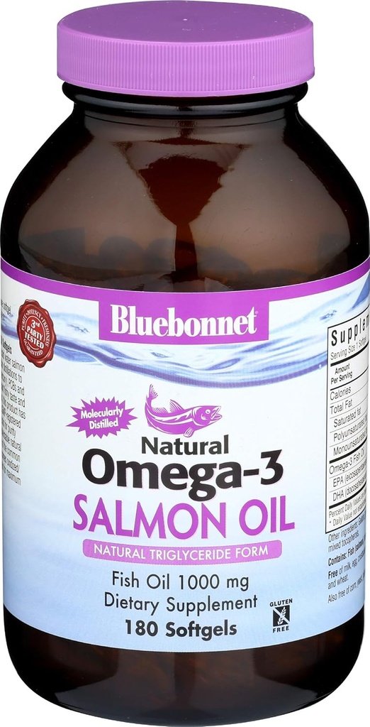 Omega 3 (Salmon eļļa) 180 SoftGels, 1000 mg - Bluebonnet