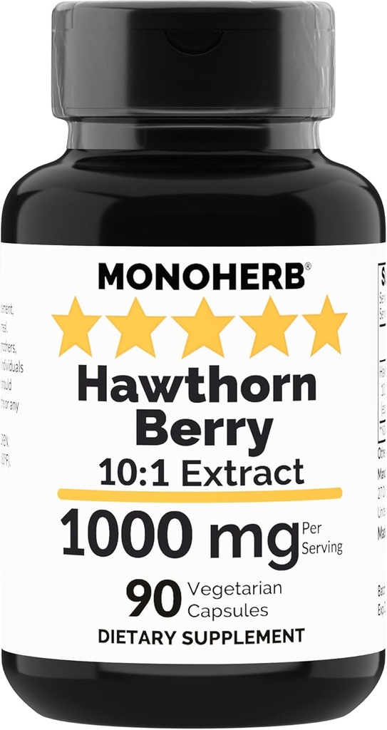 MONOHERB Hawthorn Berry Extract 1000 mg - 90 Veģetārās kapsulas