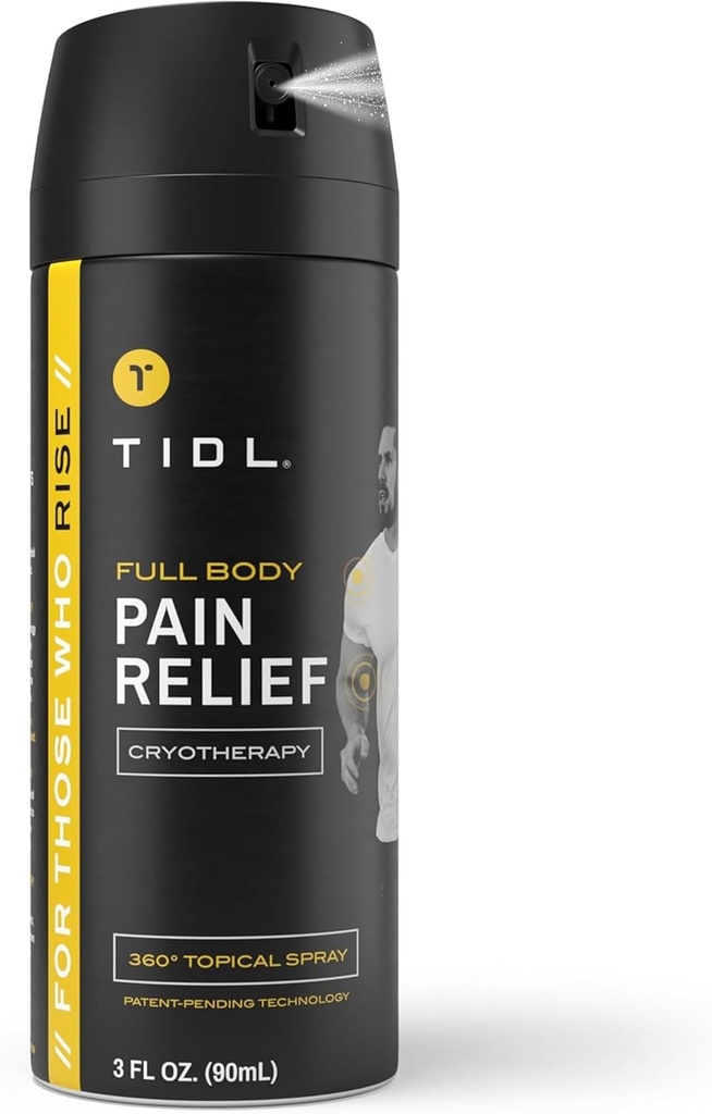 TIDL krioterapija, sāpju remdēšanas smidzināšana, 3 Oz, mērķētas kakla sāpes, locītavu un muskuļu sāpes, organisks, uz augiem balstīts mentols, ātra artrīta, muguras un kāju sāpju dzesēšana