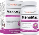 MenoMax #1 Menopauze Relief suppendment -- Black Cohosh, Dong Quai, Vitex Agnus, Red Clover, Sage, Soy un Wild Yam --- Dabisks atbalsts karstajām zibspuldzēm, nakts sviedriem, sausuma un koka šūpolēm --- 60 kapsulas