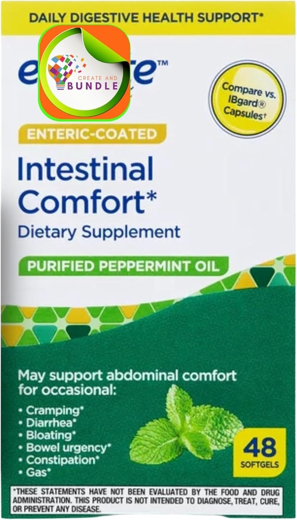 Equate Piparmētru eļļa Softgels, 48 Count - Diētiskā papildinājums uzlabotas gremošanas veselību, dabas Piparmētru ekstrakts, atbalsta Gastrointestinal Comfort + Izveidot uzlīmes