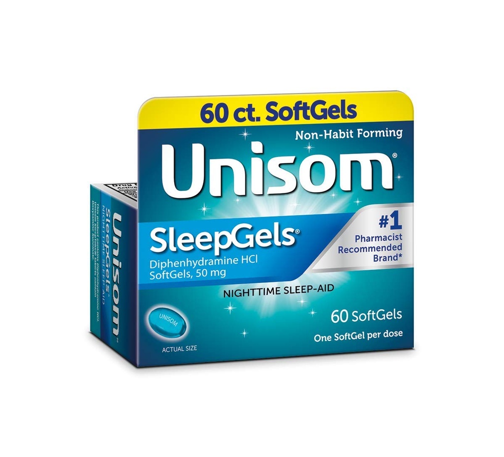 Unisom SleepGels, difenhidramīns HCl 50 mg, 60 Skaits