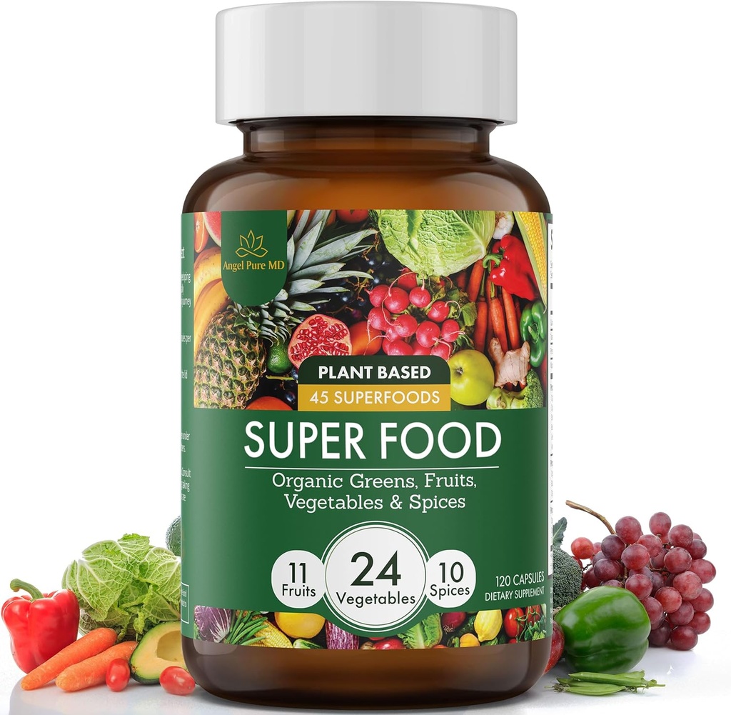Super zaļie un sarkanie Dienas augļi un dārzeņi Papildinājums: USDA Organic Superfood Greens Papildinājums, Crucinesic Dārzeņu Kapsulas, Dārzeņu papildinājumi pieaugušajiem Enerģijas, imunitāte, Gut Health 120ct