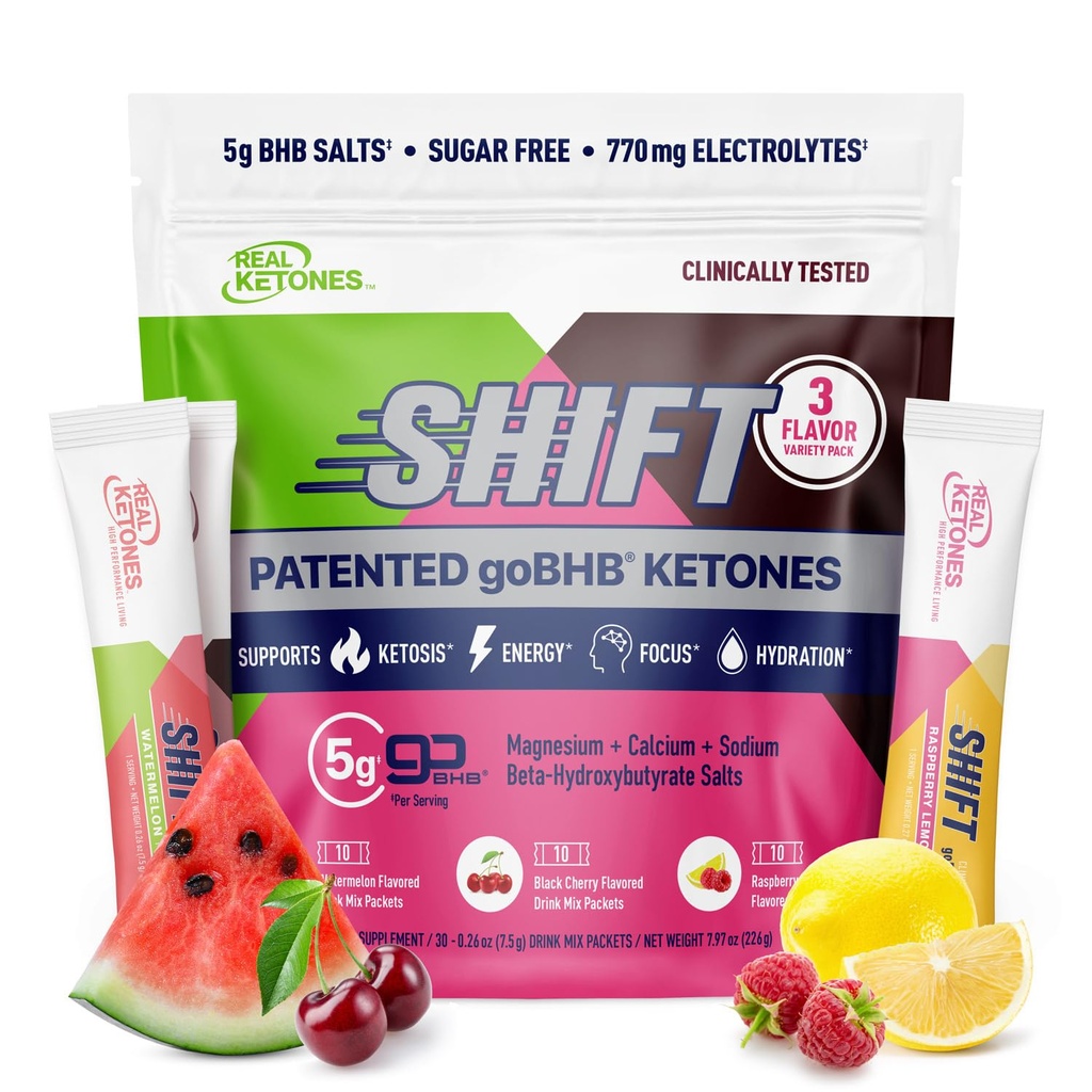 Reāls ketonu BHB eksogēnais ketonu dzēriens Mix Packets Keto Electrolytes Powder Packets Nē Cukurs ar 4 Galvenajiem tukšā dūšā Electrolytes Plus Hidrēšana Patentēts Keto BHB - 30 Count Variety Pack
