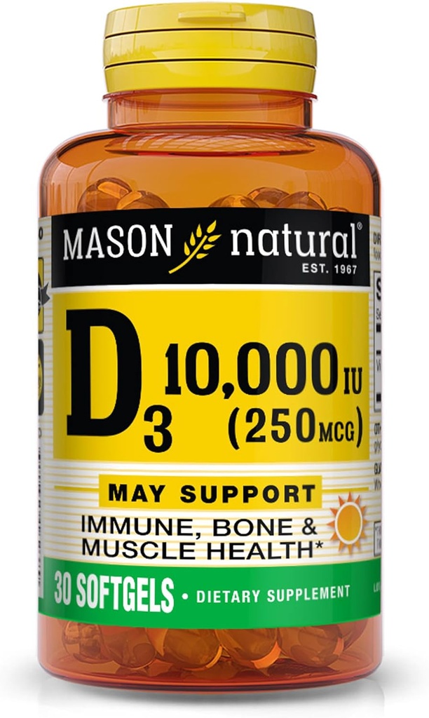 MASON NATURAL D 3 10 000 Iu Softgels, 30 grāfs