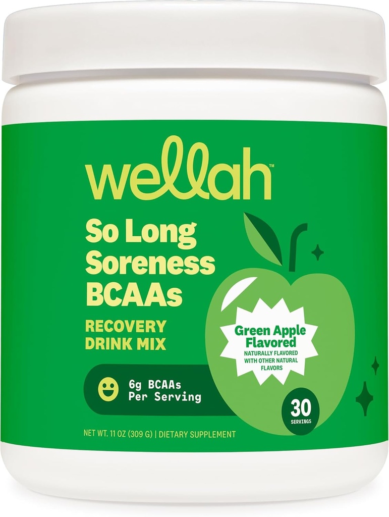 Wellah So Long Soreness BCAA pulveris (zaļš ābols pārkaisīti) 30 Kalpo - ar hidrācijas kompleksu
