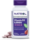 Natrol ātri izšķīdina vitamīnu D3 5 000 SV, uztura papildinājums kaulu un locītavu veselībai, kaulu atbalsta papildinājums, 90 tabletes, 90 dienu piegādes