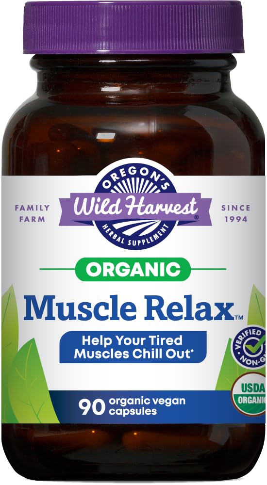 Oregonas savvaļas raža Muskuļi relax Organic augu papildinājums Vegan kapsulas ar Valerian, Hops un Skullcap - 90 Count