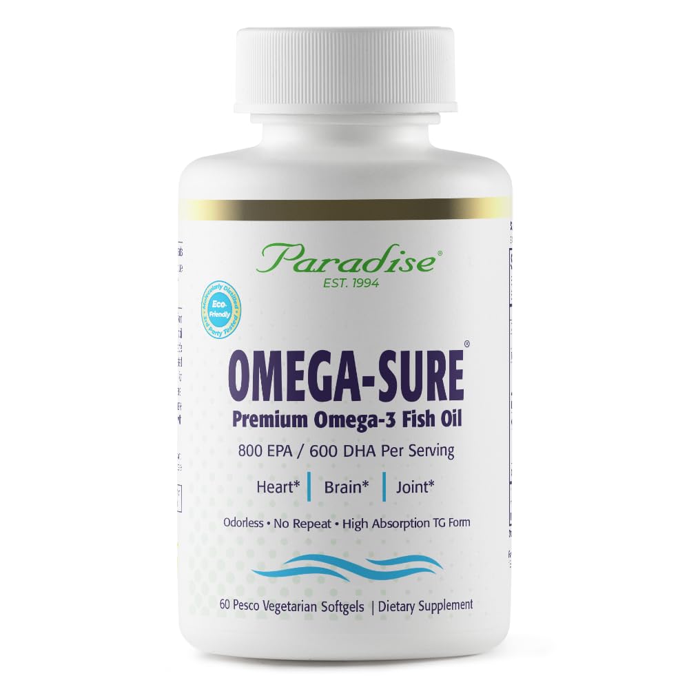 Paradīzes augi Omega-ārsts, omega-3 koncentrāts, zivju eļļa, DHA, EPA, vegāns, neĢMO, bez lipekļa, 60 grāfu veģetāri softgeli