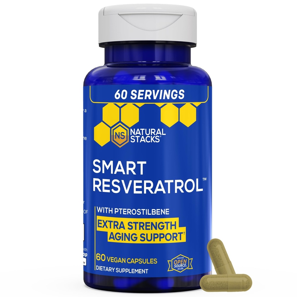 Resveratrol papildinājums - 250mg Trans-Resveratrol & 10mg Trans-Pterostilbene - Antioksidanti Papildinājums ar 200mg Red Wine Extract - Papildu izturība Novecošanas atbalsts - 60 Japānas Kinotvīna kapsulas