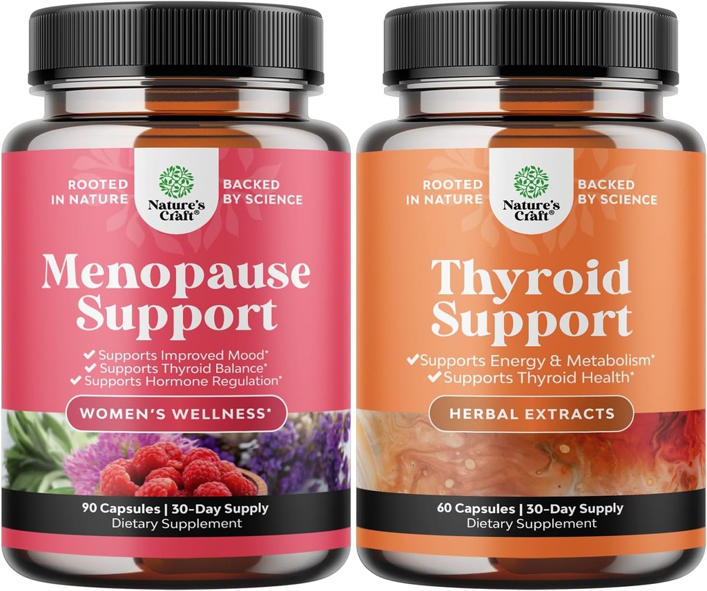 Bandle of Complete Herbal Menopause Papildinājums sievietēm nakts Sviedri Mood un vairāk ar Dong Quai Vitex Chaste Berry un Herbal Vairogdziedzera atbalsts Complex Mood uzlabotāja enerģijas papildinājums vairogdziedzera