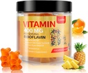 Vitamīns B2 Gumijas, vitamīns B2 Riboflavin Gumies 400mg ar magniju & Coq10, Migraine Relief & Relief, bērniem un pieaugušajiem, 90 košļājamās gumijas (1)