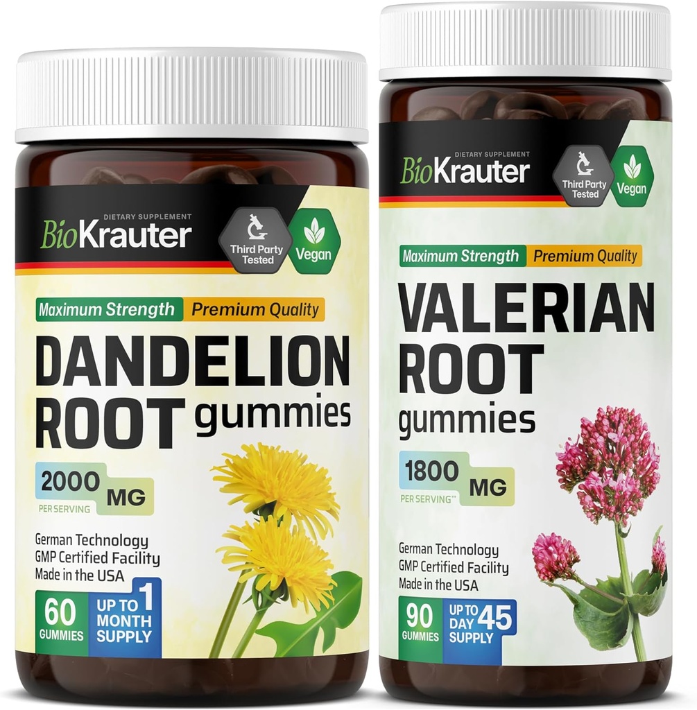 BIO KRAUTER Dandelion Root 60 Gumies & Valerian Root 90 Gumies